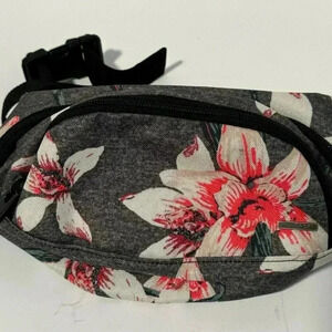 Roxy Waist Pack Fanny Pack Gray Floral Adjustable